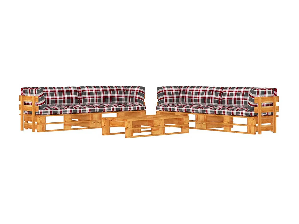 6 peças conjunto lounge paletes pinho impregnado castanho mel
