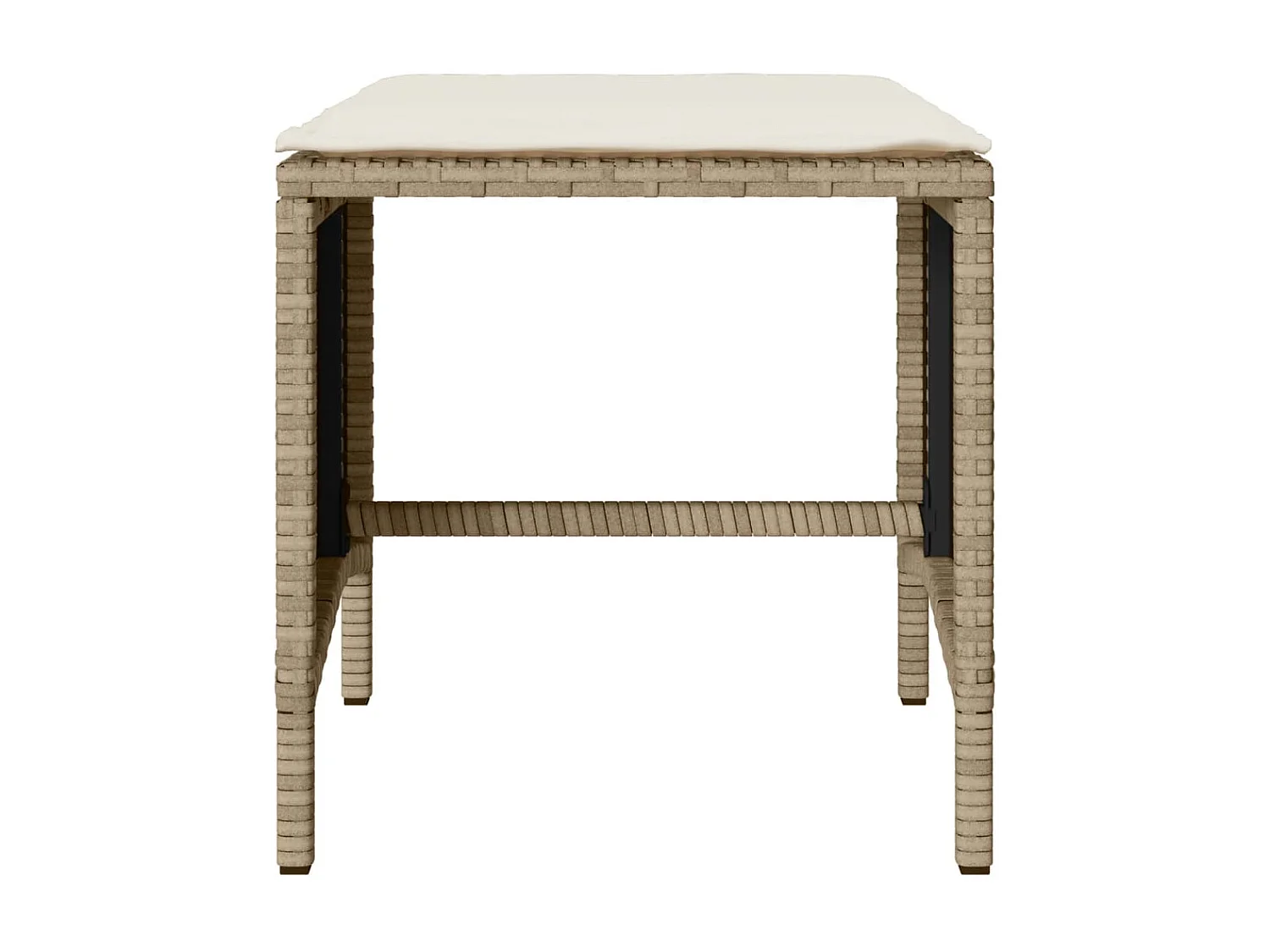 Salon de jardin avec coussins 4 pièces beige résine tressée