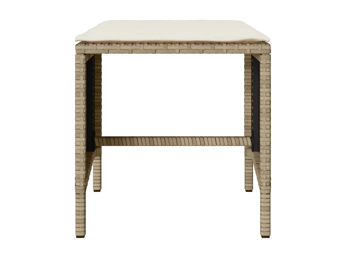 Salon de jardin avec coussins 4 pièces beige résine tressée