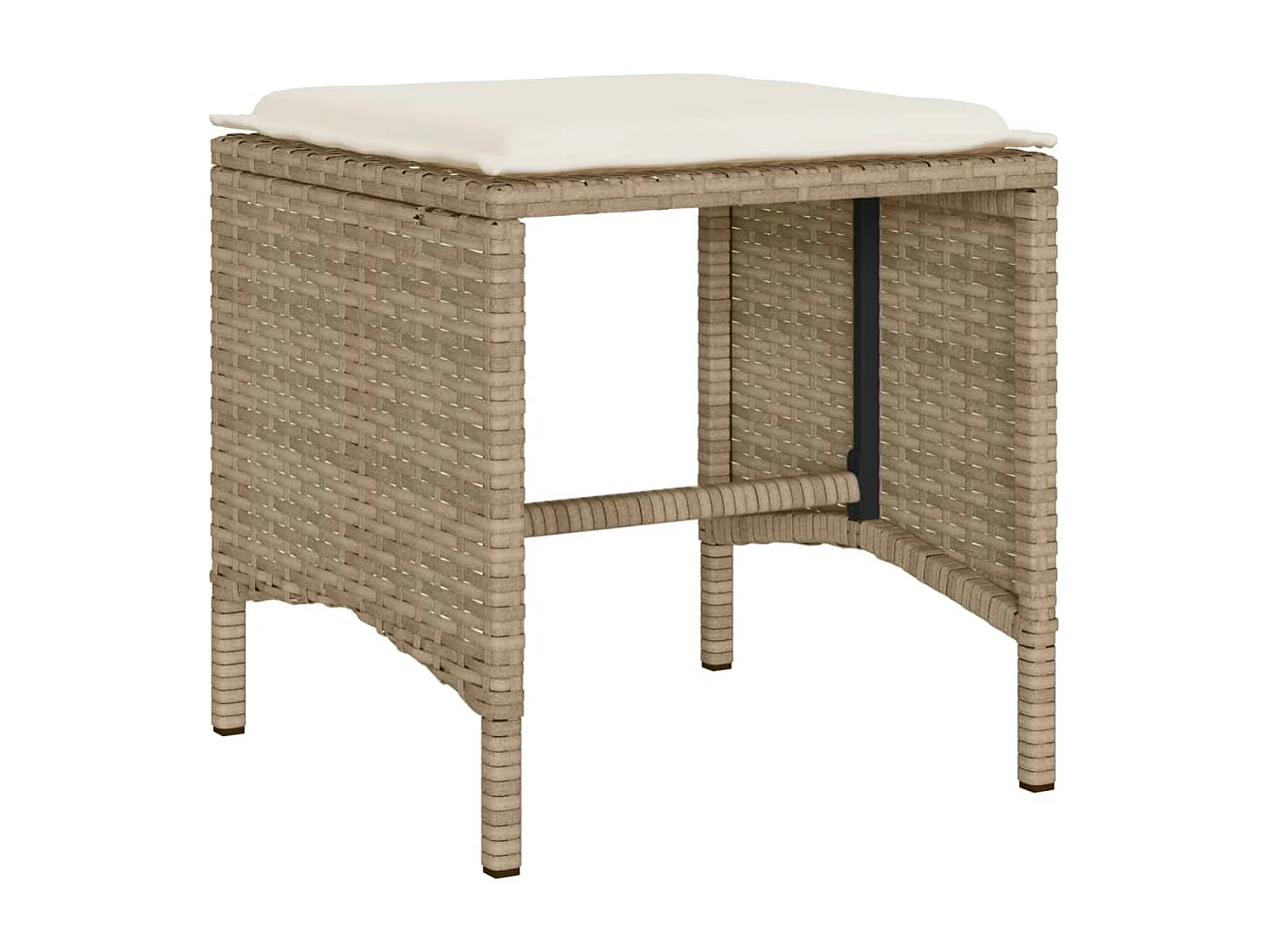 Salon de jardin avec coussins 4 pièces beige résine tressée