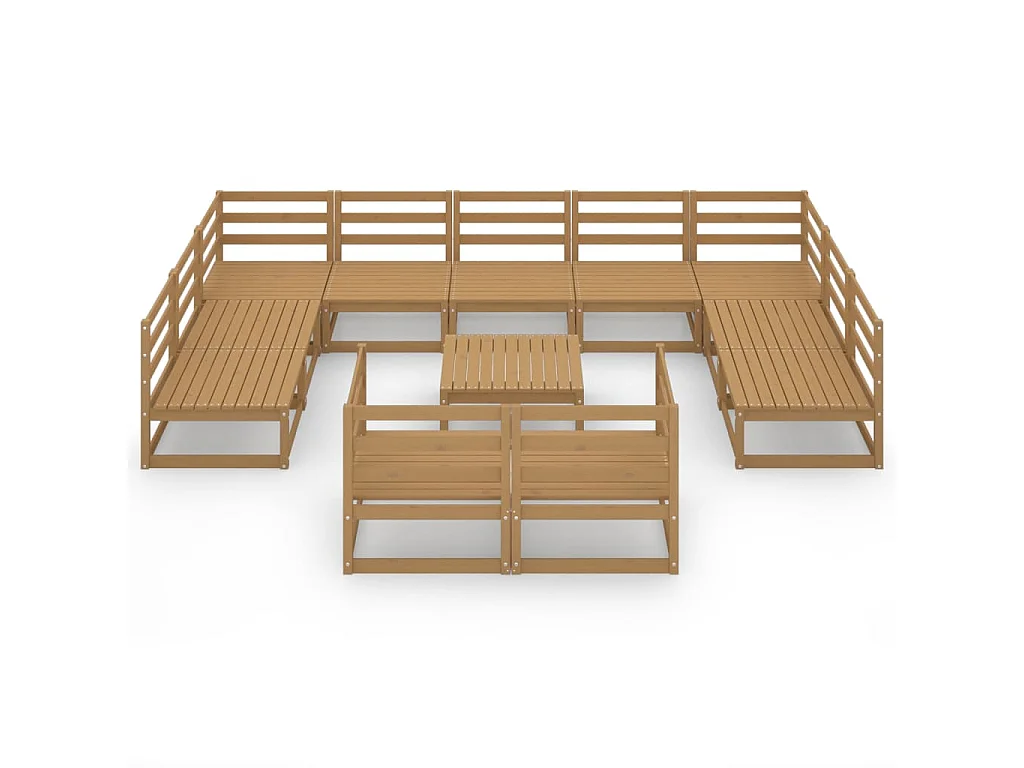 12 peças conjunto lounge de jardim pinho maciço