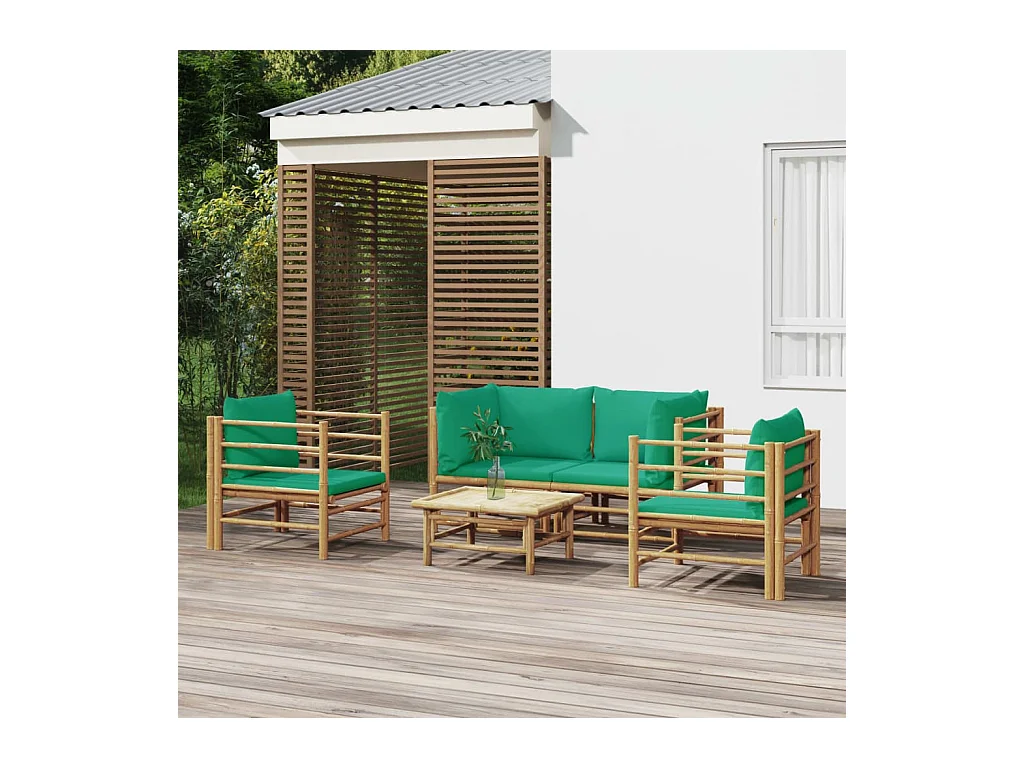 Salon de jardin 5 pièces avec coussins vert bambou