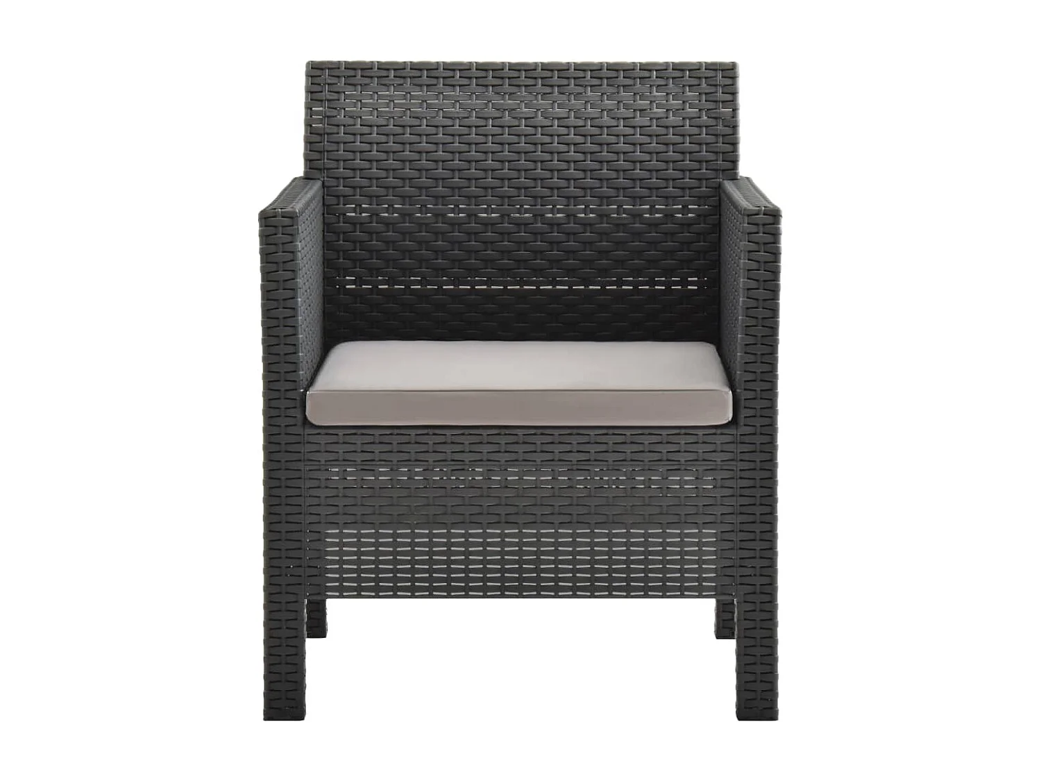 2 peças conjunto lounge de jardim com almofadão vime PP antracite