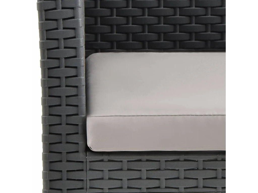 2 peças conjunto lounge de jardim com almofadão vime PP antracite