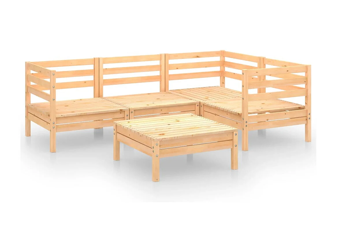 5 peças conjunto lounge de jardim pinho maciço