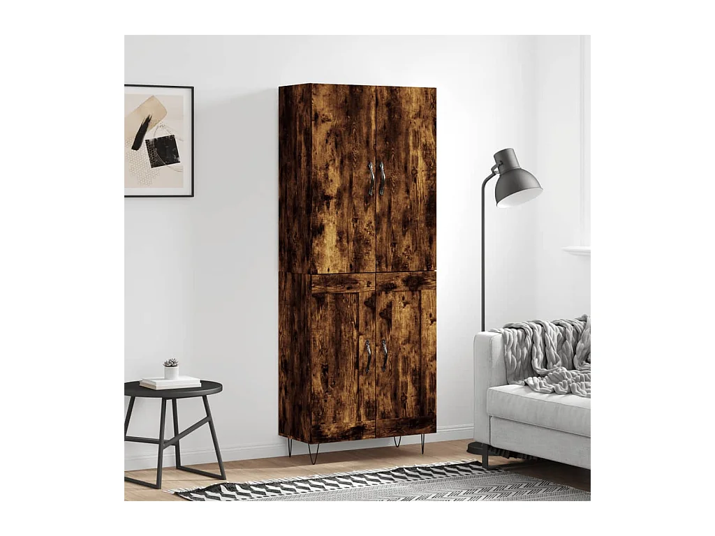 Buffet haut Chêne fumé 69,5x34x180 cm Bois d'ingénierie