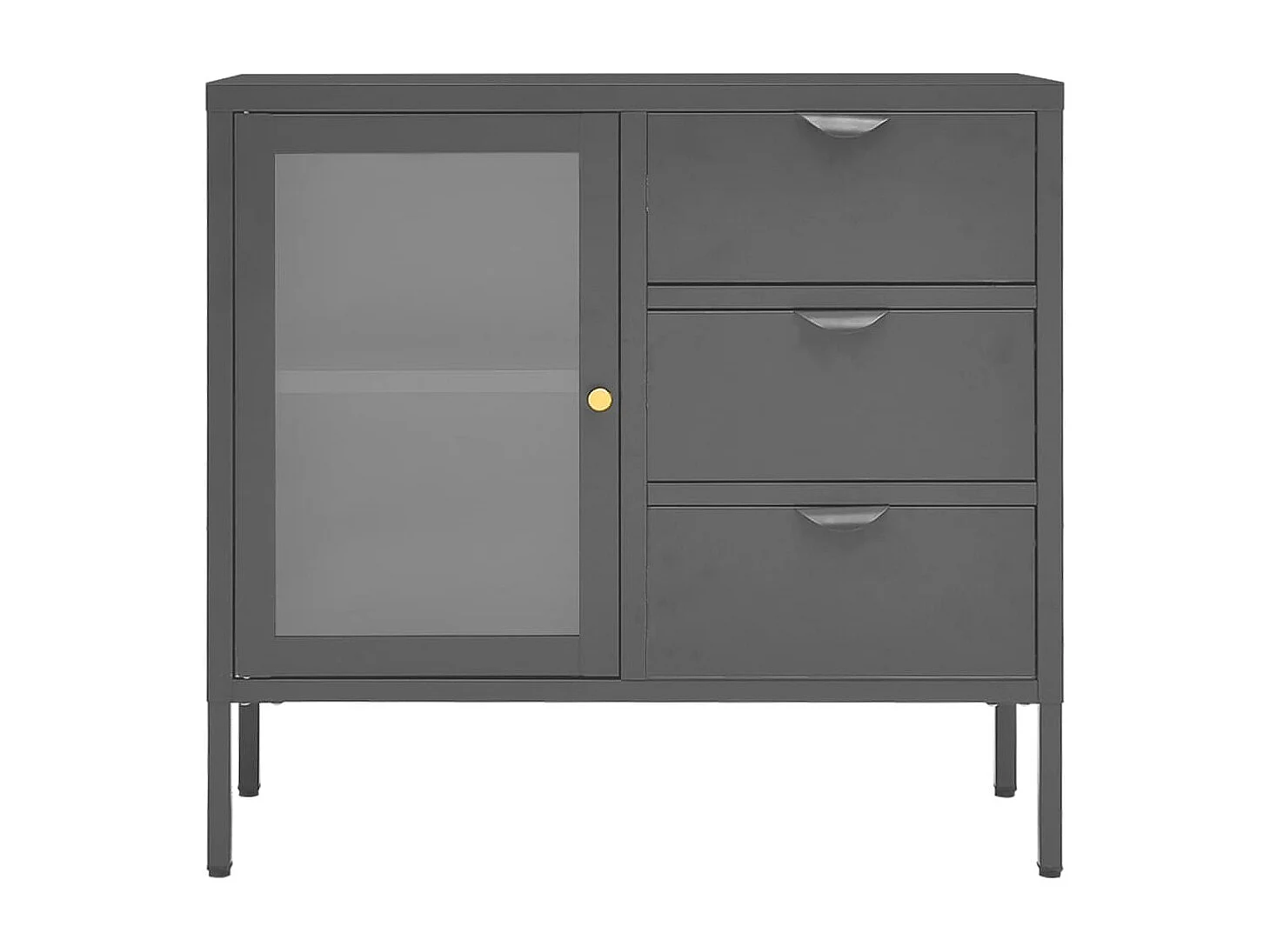 Buffet Anthracite 75x35x70 cm Acier et verre trempé