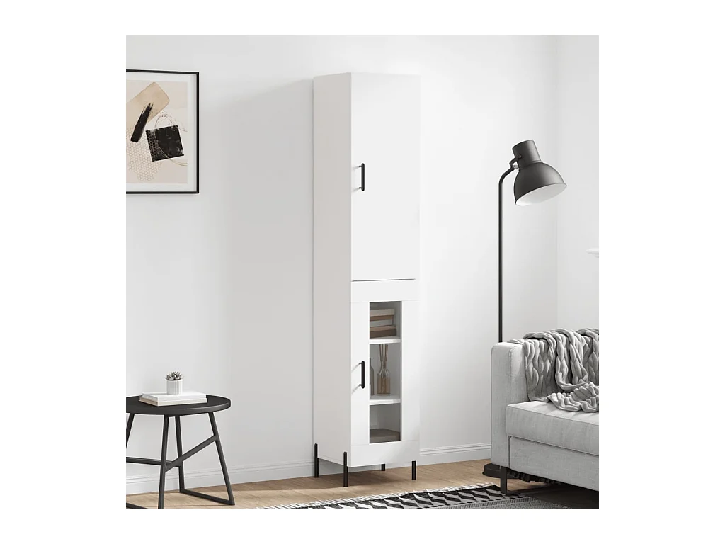 Aparador alto madera contrachapada blanco 34,5x34x180 cm
