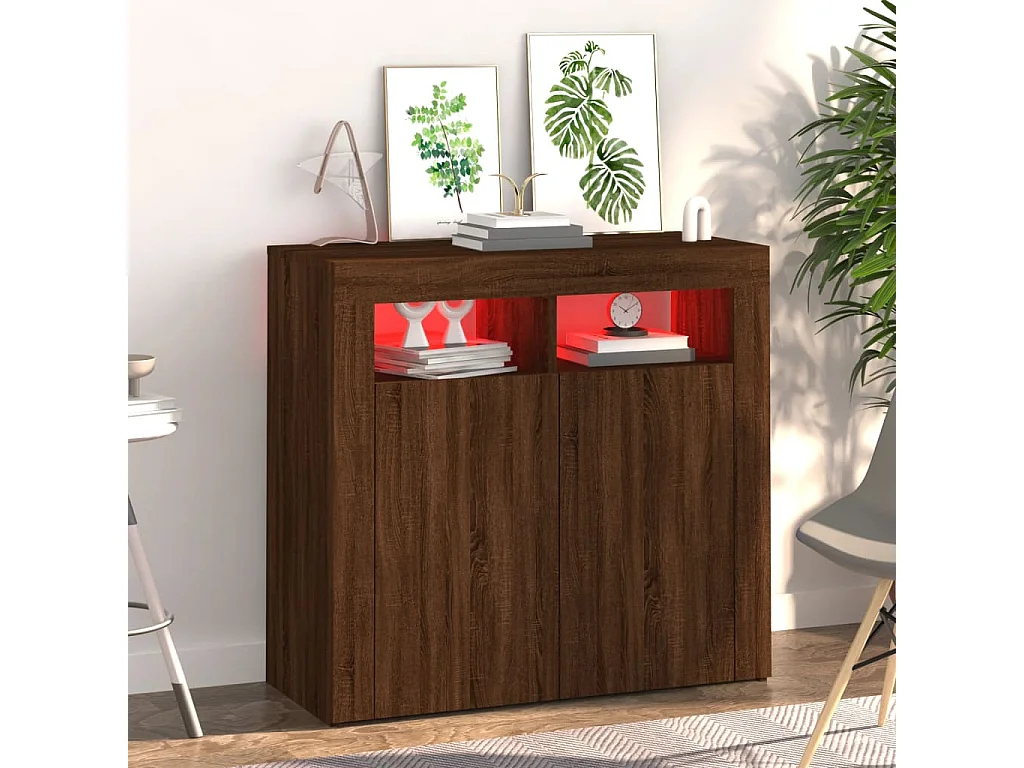 Dressoir met LED-verlichting 80x35x75 cm bruin eiken