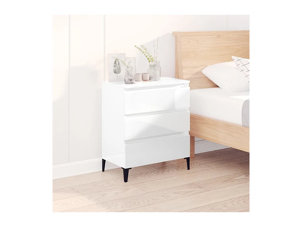 Buffet Blanc brillant 60x35x70 cm Bois d'ingénierie