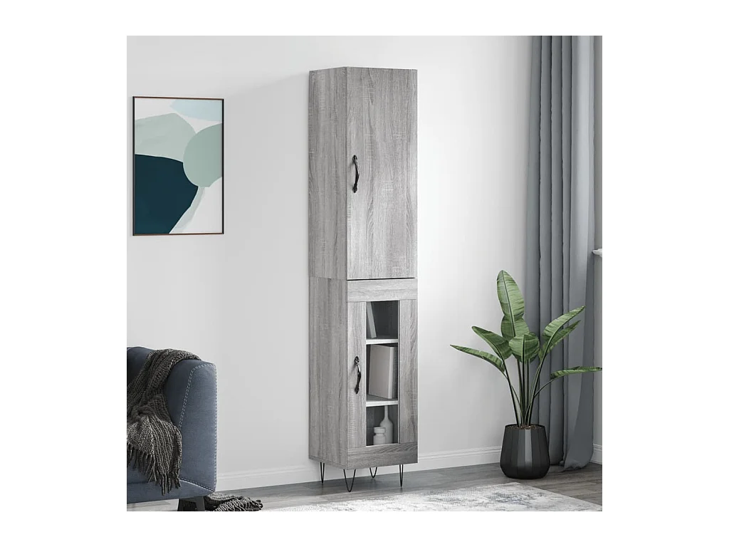 Buffet haut Sonoma gris 34,5x34x180 cm Bois d'ingénierie