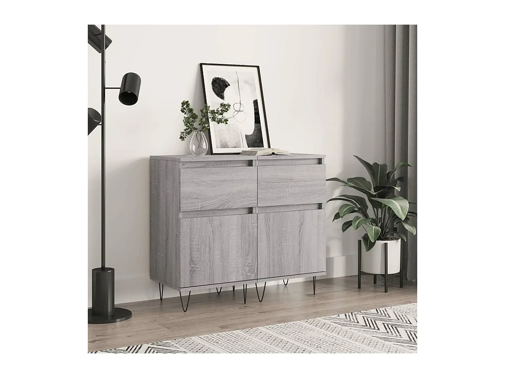 Buffets 2 pièces sonoma gris 40x35x70 cm bois d'ingénierie
