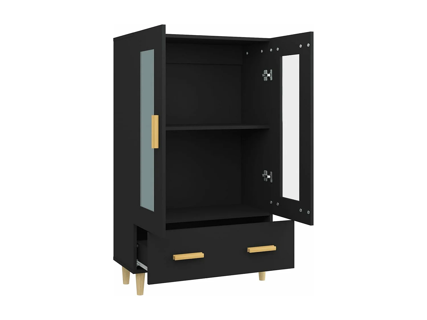 Buffet haut noir 70x31x115 cm bois d'ingénierie