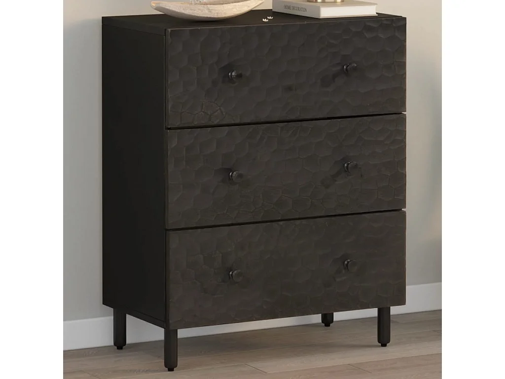 Aparador madera maciza de mango negro 60x33x75 cm