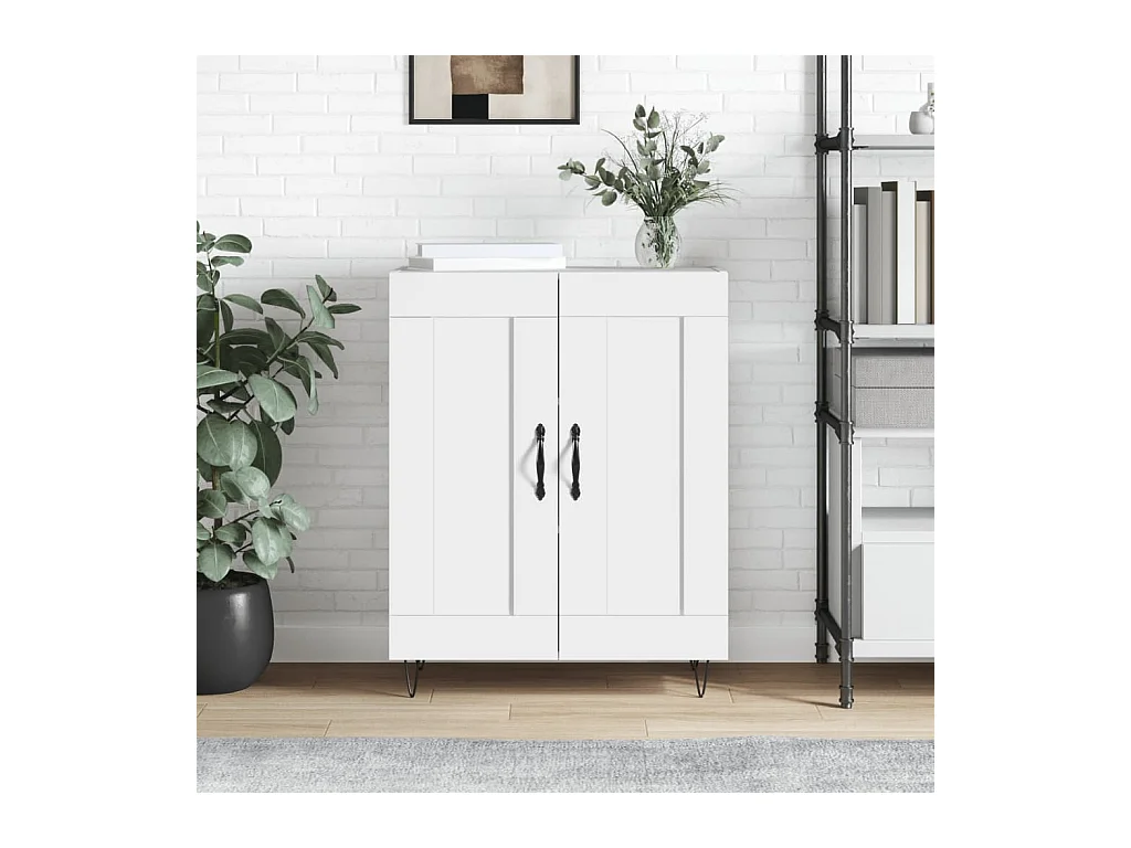 Buffet Blanc brillant 69,5x34x90 cm Bois d'ingénierie