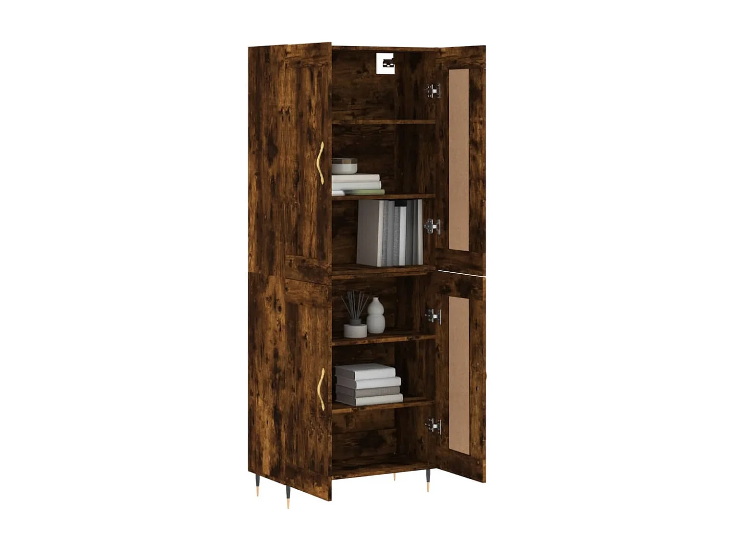 Aparador alto madera contrachapada roble ahumado 69,5x34x180 cm