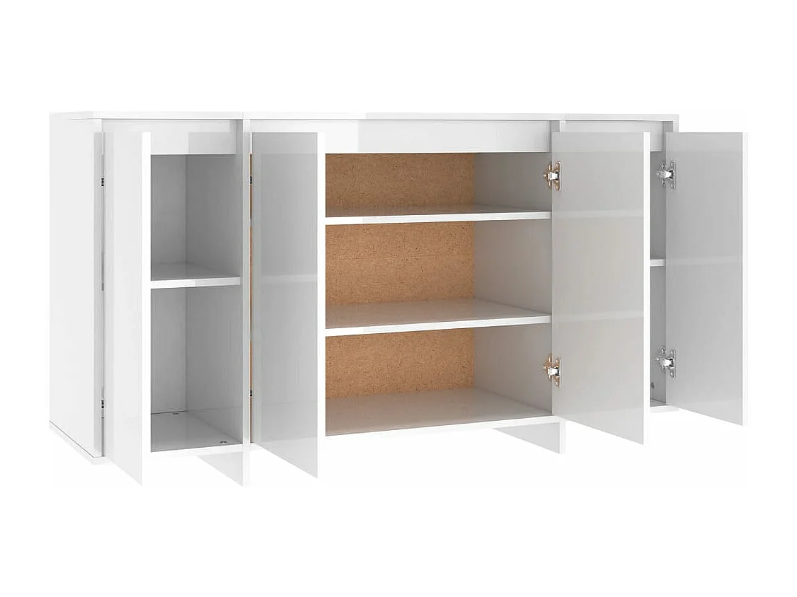 Buffet blanc brillant 135x41x75 cm bois d'ingénierie