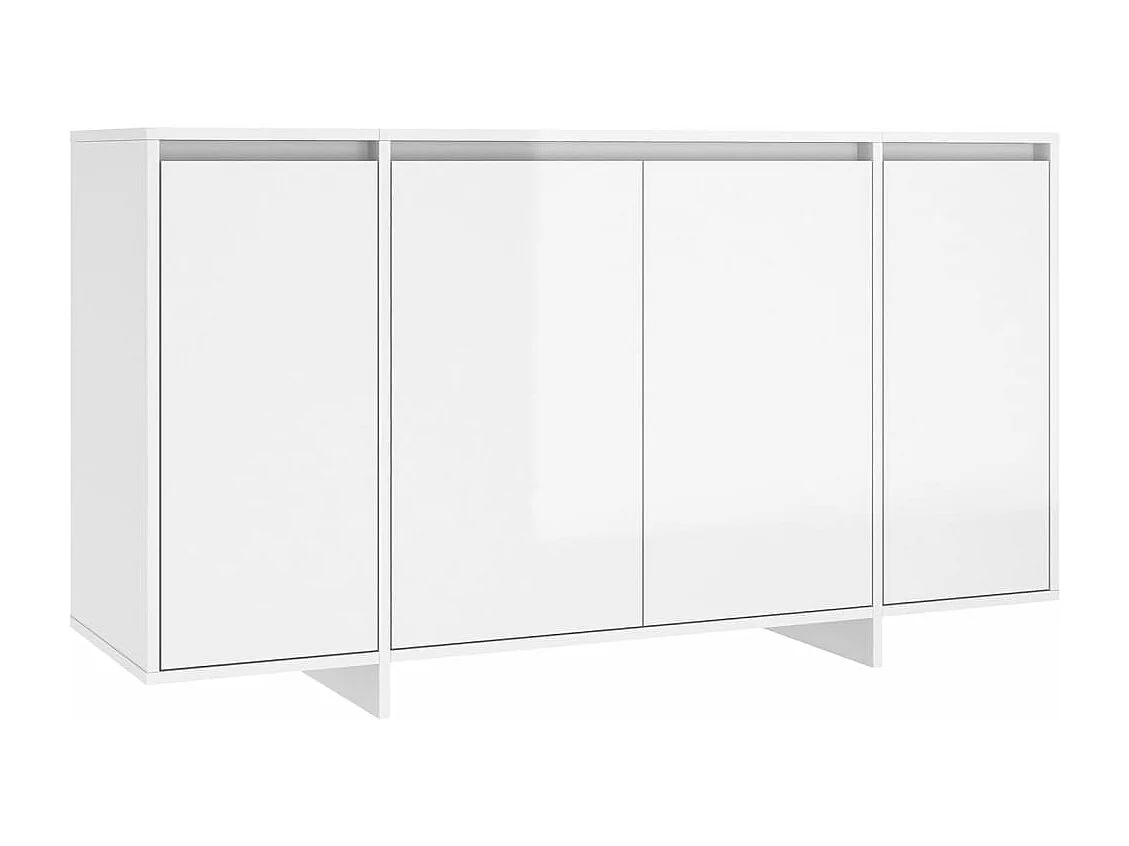 Buffet blanc brillant 135x41x75 cm bois d'ingénierie