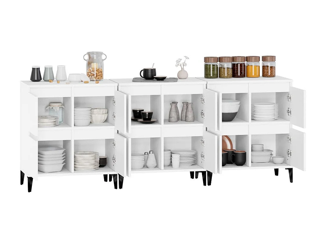 Buffets 3 pièces blanc 60x35x70 cm bois d'ingénierie
