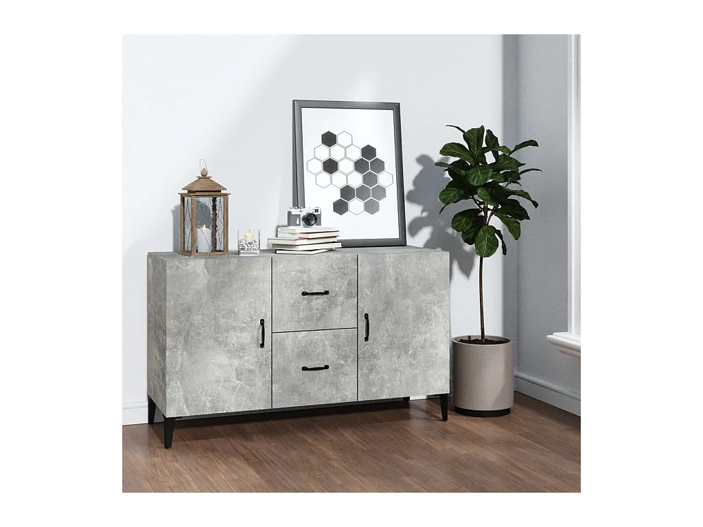 Buffet gris béton 100x36x60 cm bois d'ingénierie