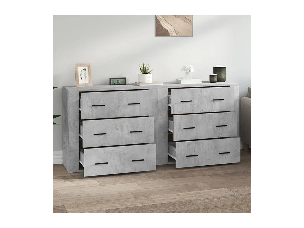 Buffets 2 pièces gris béton bois d'ingénierie