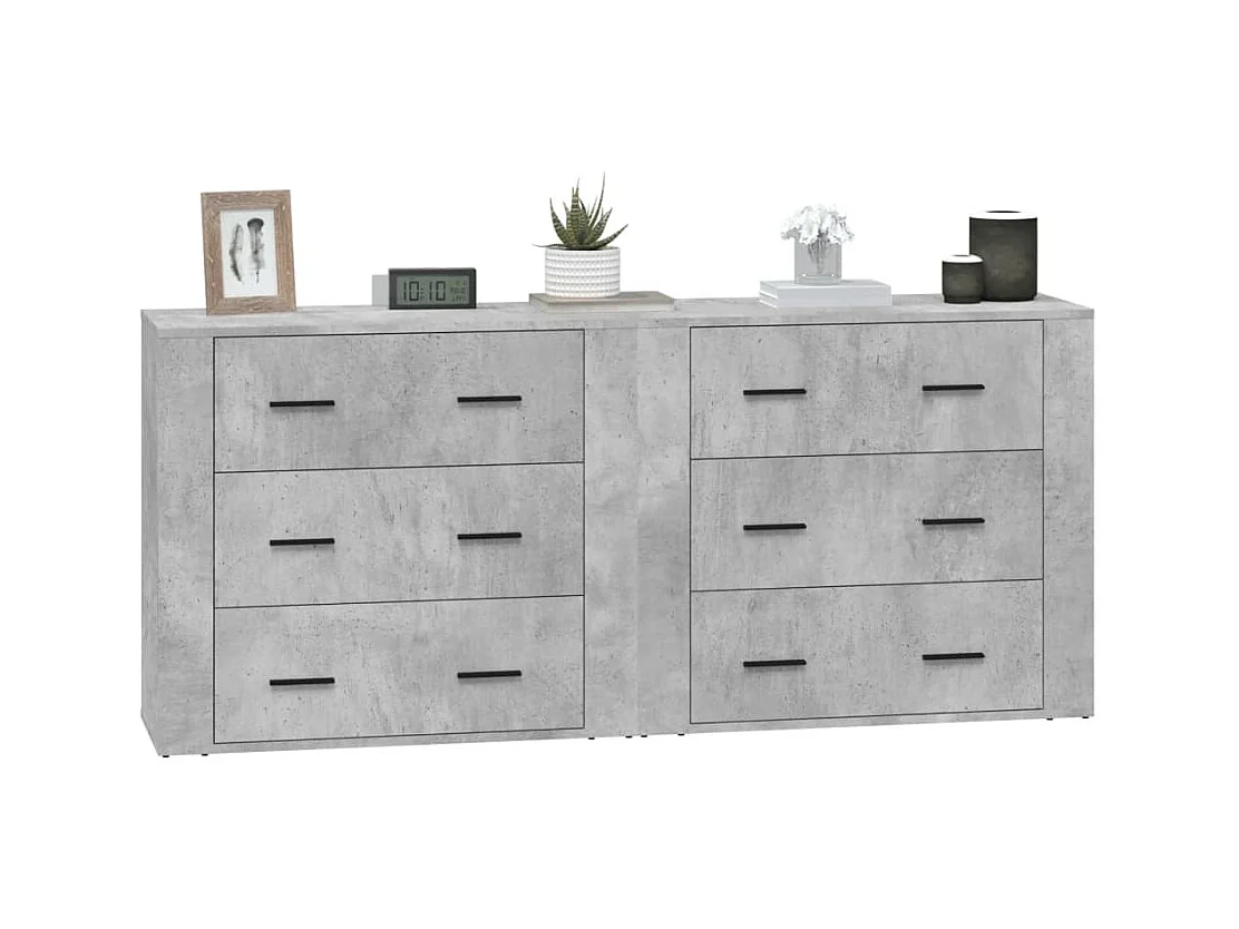 Buffets 2 pièces gris béton bois d'ingénierie