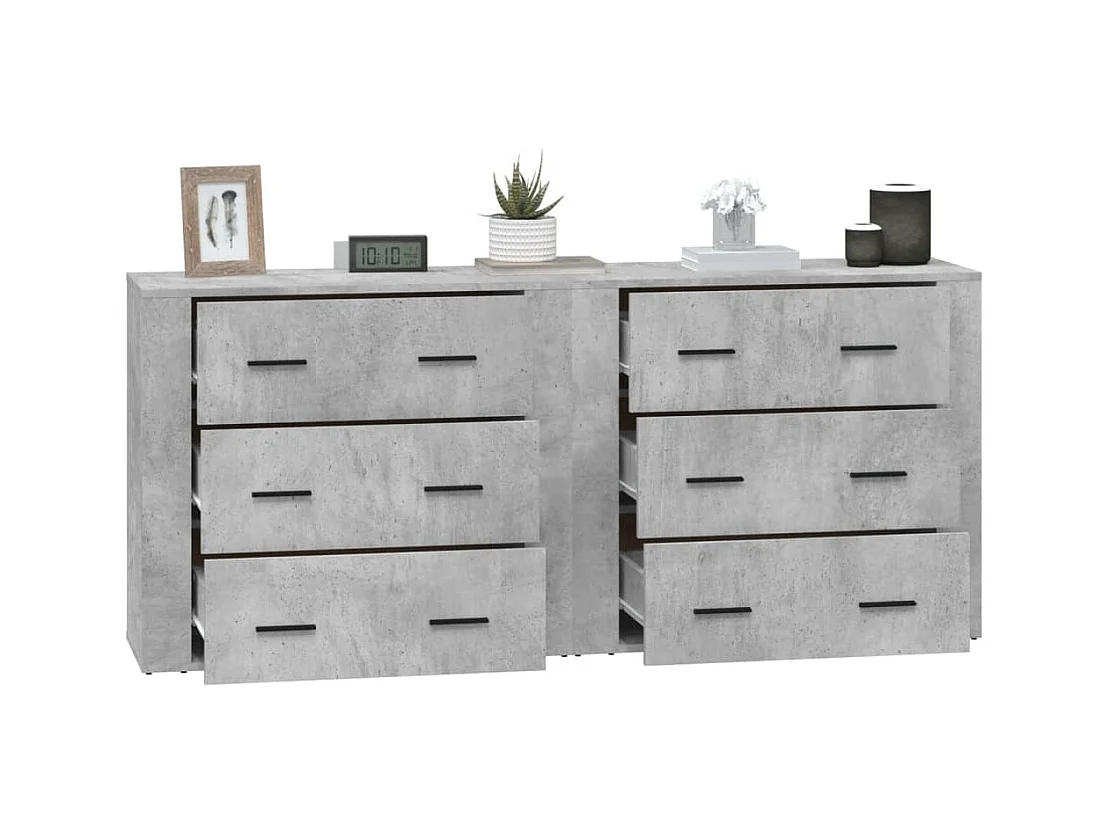 Buffets 2 pièces gris béton bois d'ingénierie
