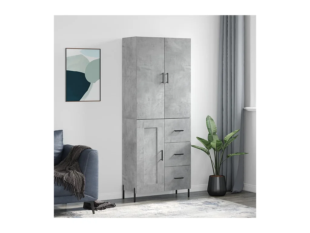 Hoge kastukken69,5x34x180 cm bewerkt hout betongrijs