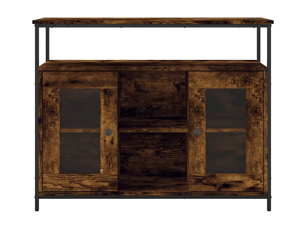 Buffet chêne fumé 100x35x80 cm bois d'ingénierie