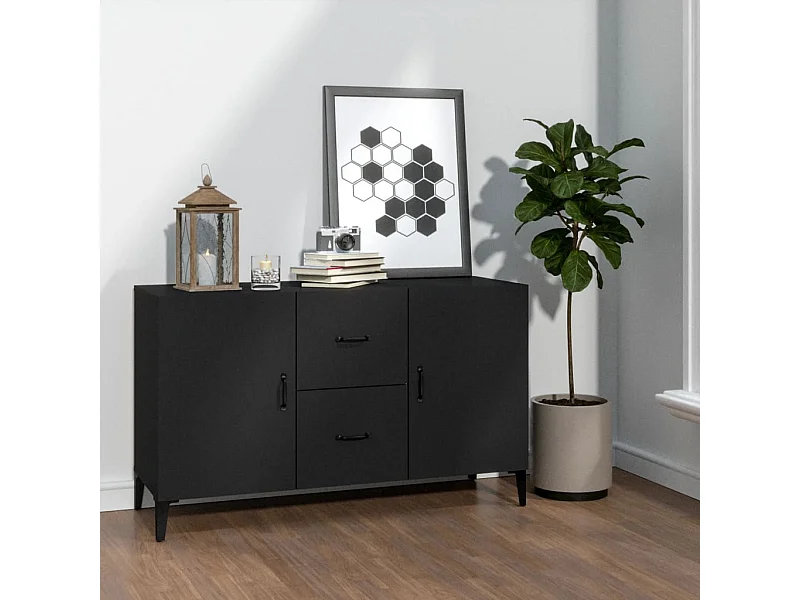Buffet noir 100x36x60 cm bois d'ingénierie