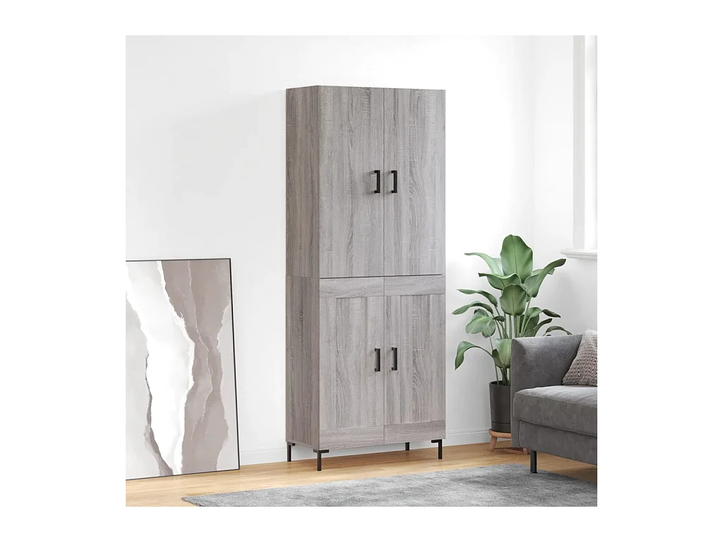 Hoge kast 69,5x34x180 cm bewerkt hout grijs sonoma eikenkleurig