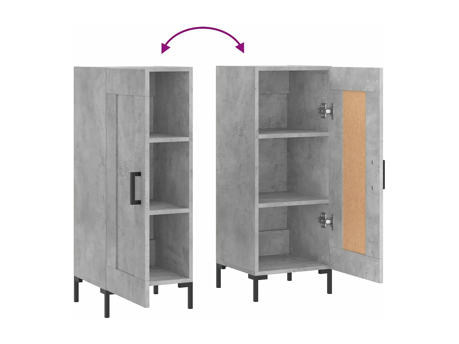 Buffet Gris béton 34,5x34x90 cm Bois d'ingénierie