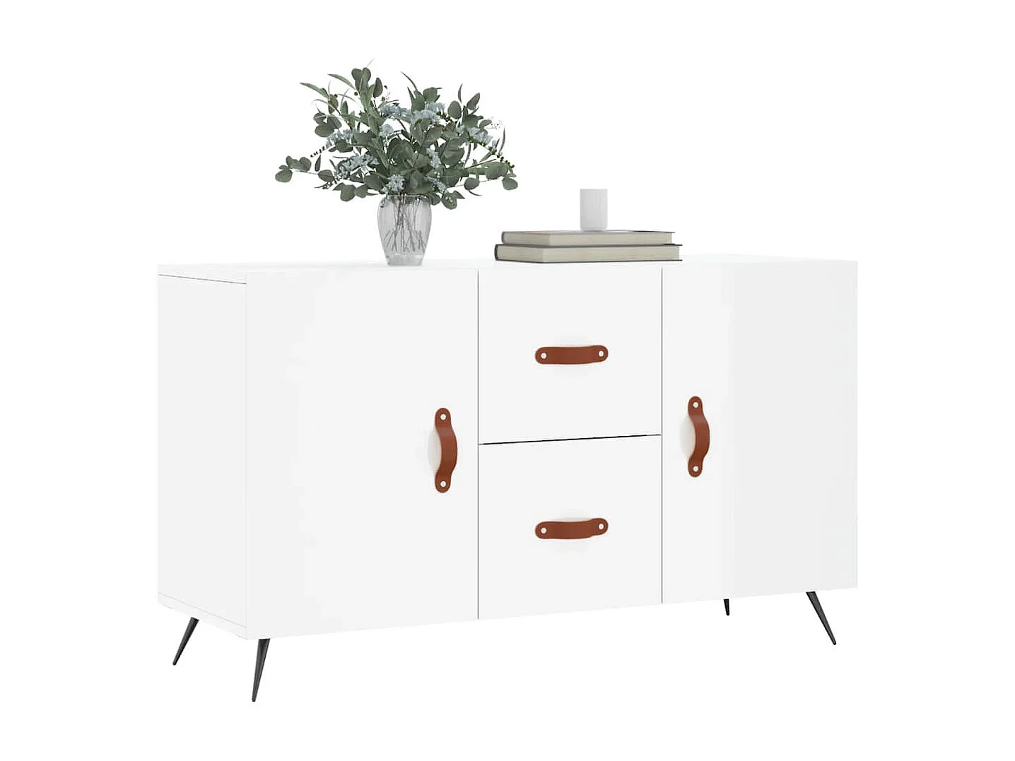 Buffet blanc brillant 100x36x60 cm bois d'ingénierie