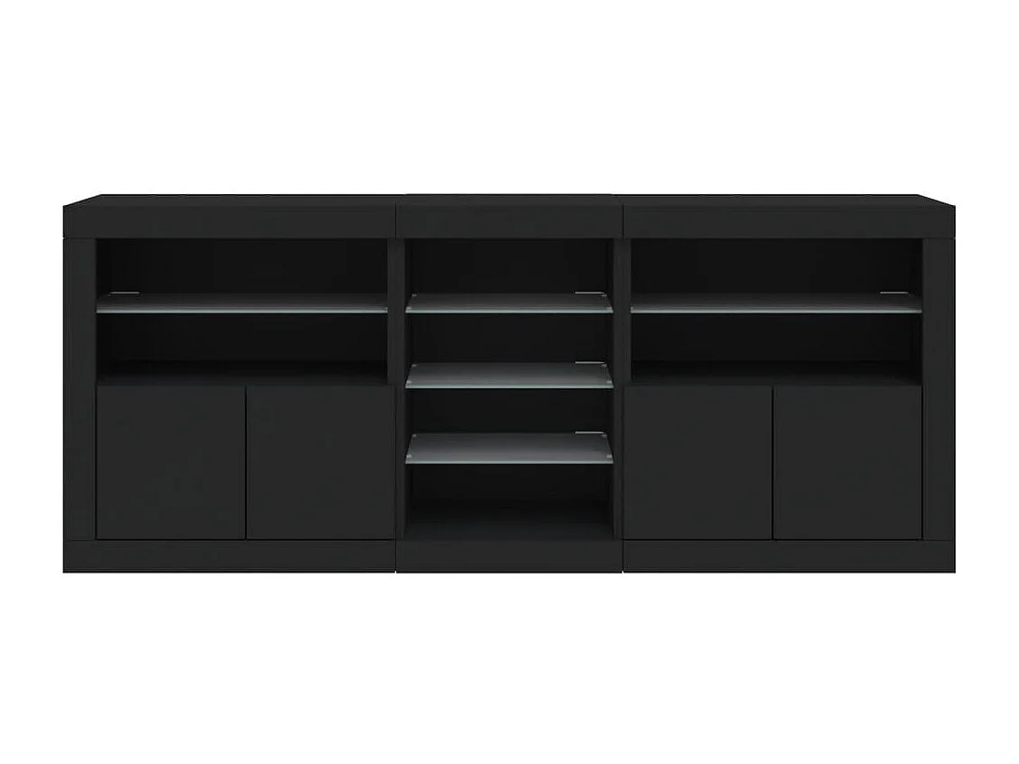 Buffet avec lumières LED noir 162x37x67 cm