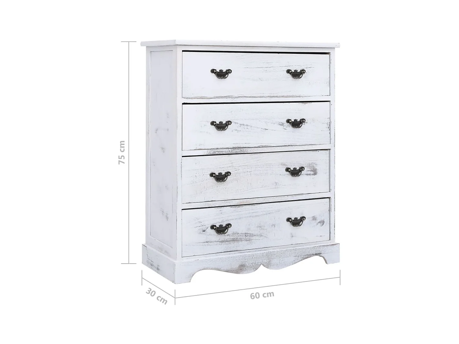 Ladekastukken60x30x75 cm hout wit