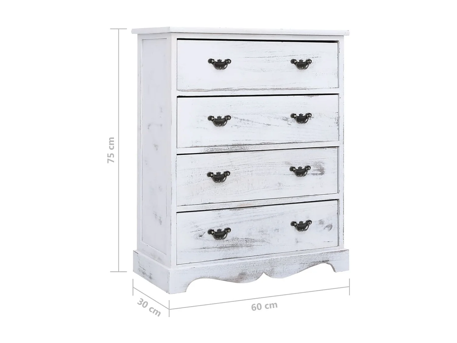 Armoire à tiroirs Blanc 60 x 30 x 75 cm Bois