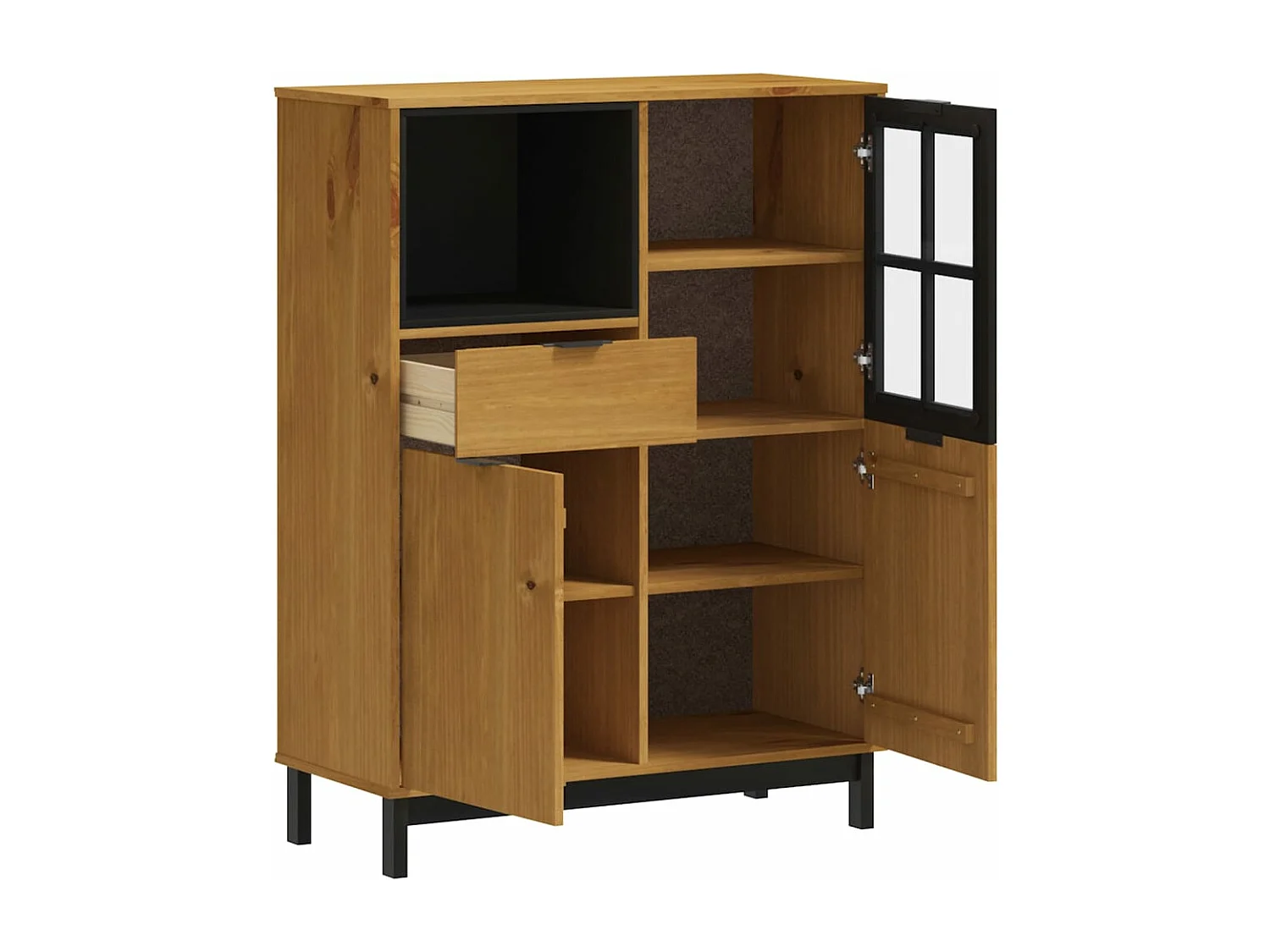 Hoge kastukkenmet glazen deur FLAM 92x40x122,5 cm grenenhout