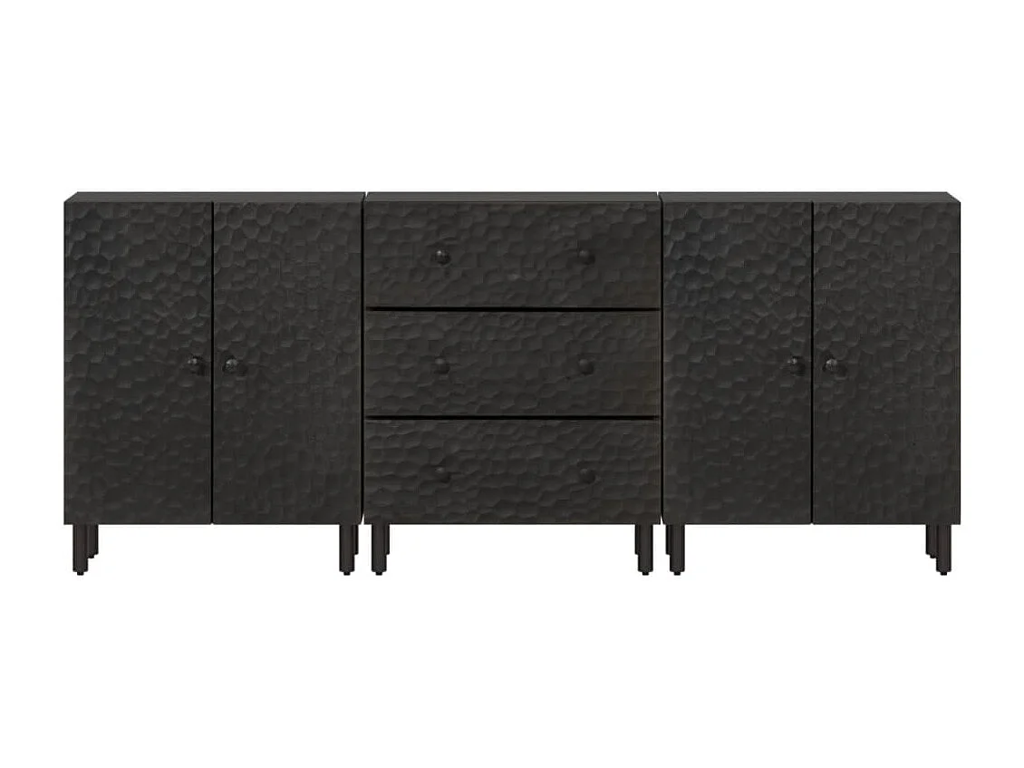 Armoires latérales 3pièces noir 60x33x75cm bois massif de manguier