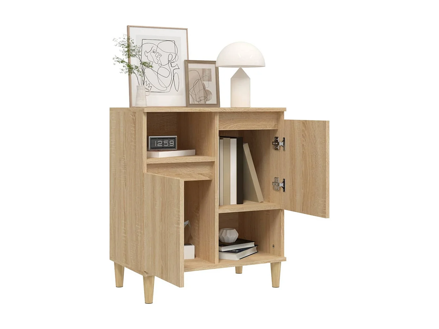 Aparador de madera contrachapada roble Sonoma 60x35x70 cm