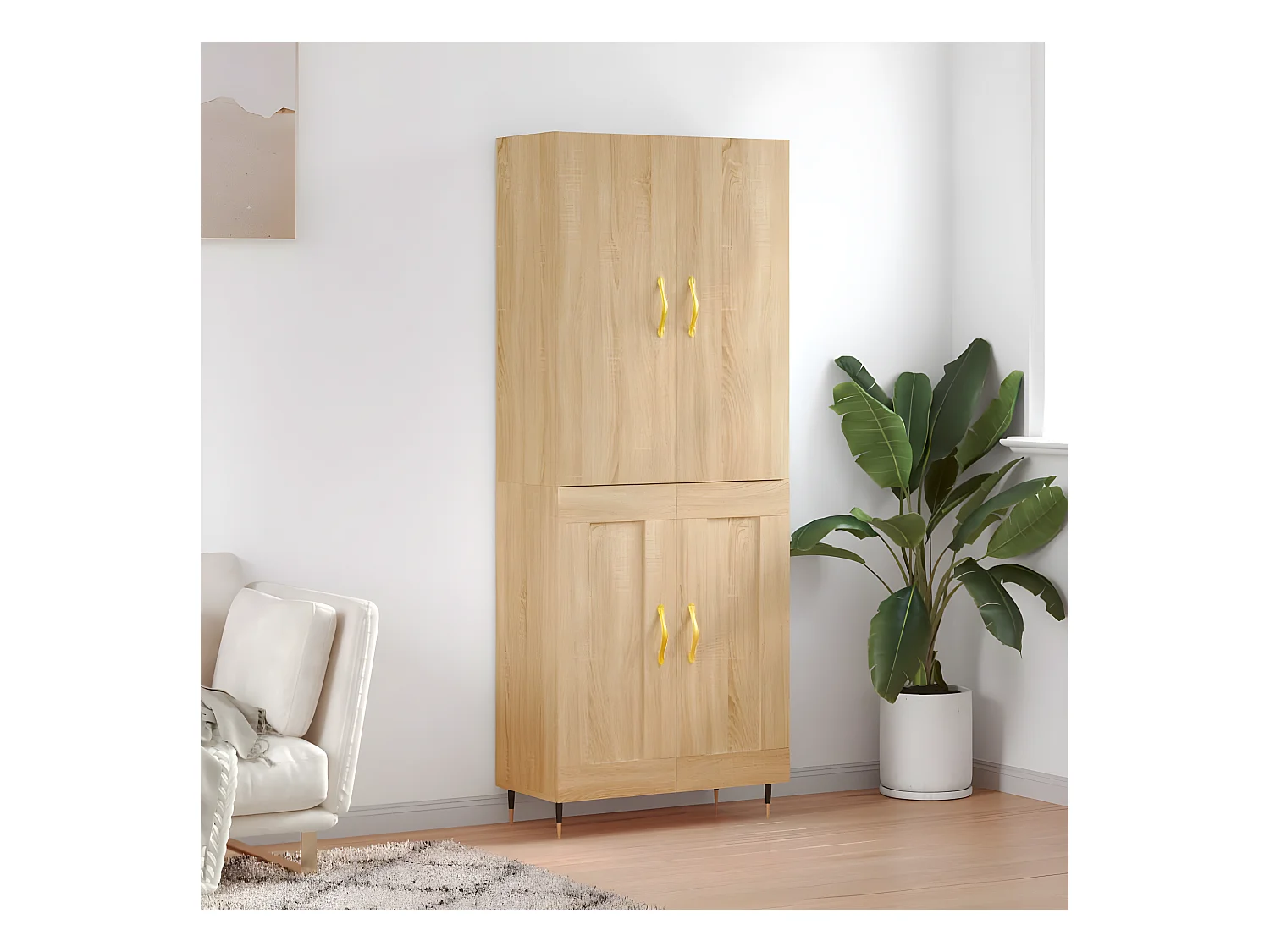 Buffet haut Chêne sonoma 69,5x34x180 cm Bois d'ingénierie