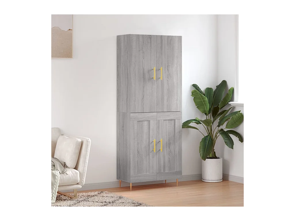 Buffet haut Sonoma gris 69,5x34x180 cm Bois d'ingénierie