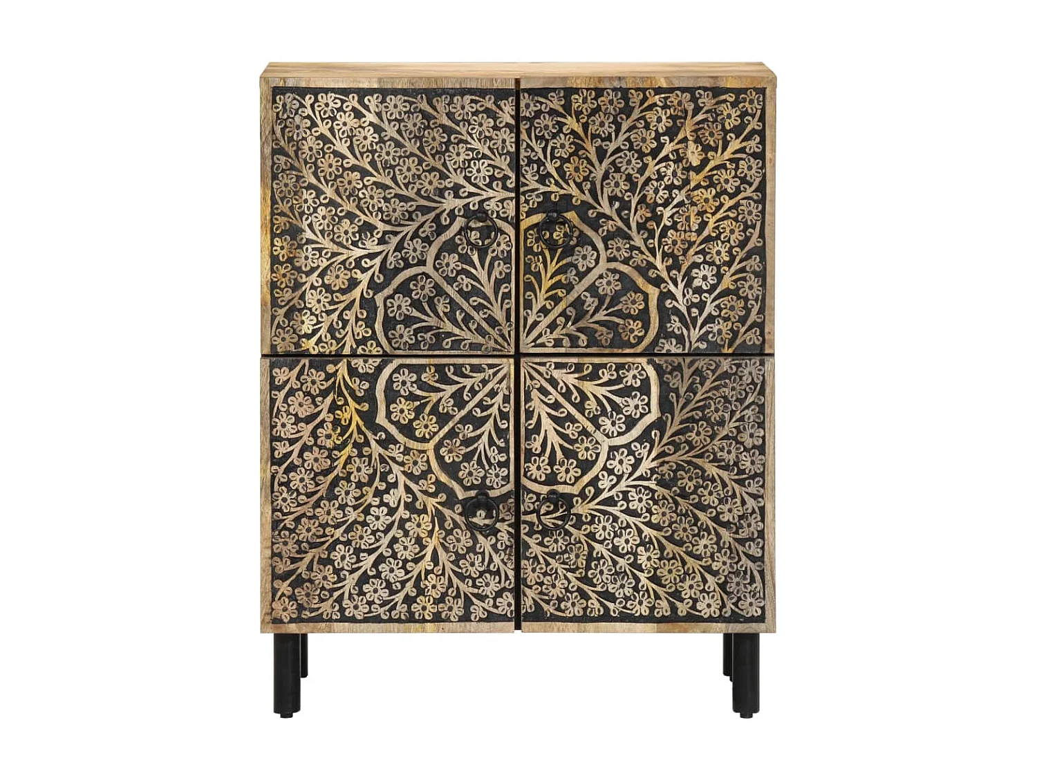 Armario auxiliar madera maciza de mango 60x33x75 cm