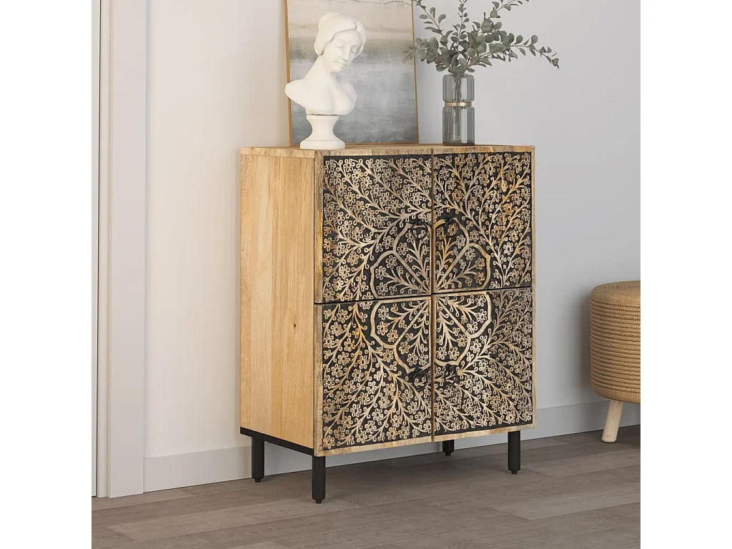 Armoire latérale 60x33x75 cm bois massif de manguier