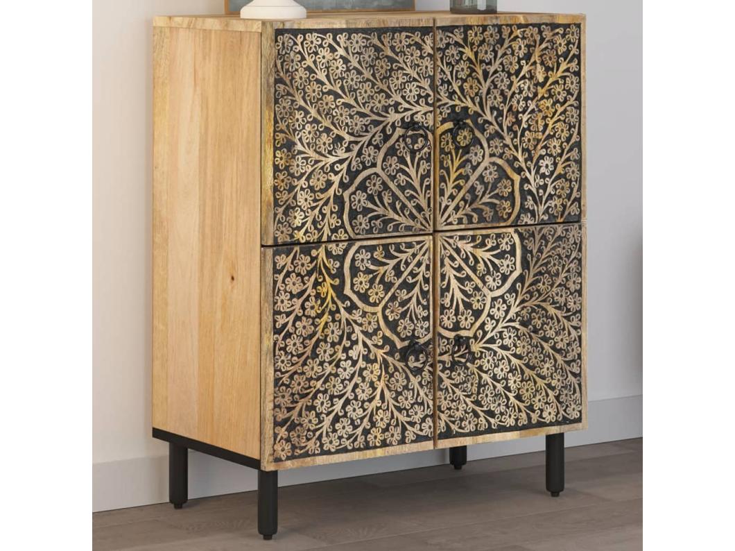 Armario auxiliar madera maciza de mango 60x33x75 cm