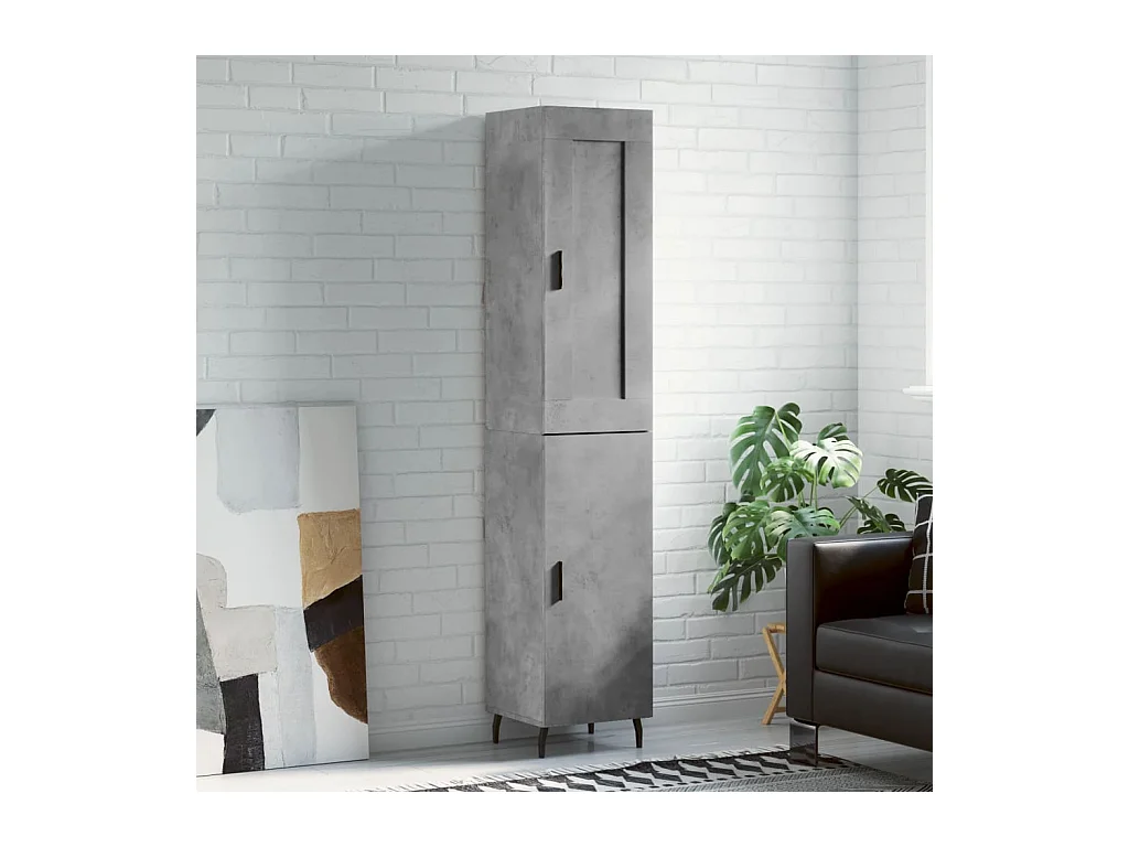 Buffet haut Gris béton 34,5x34x180 cm Bois d'ingénierie