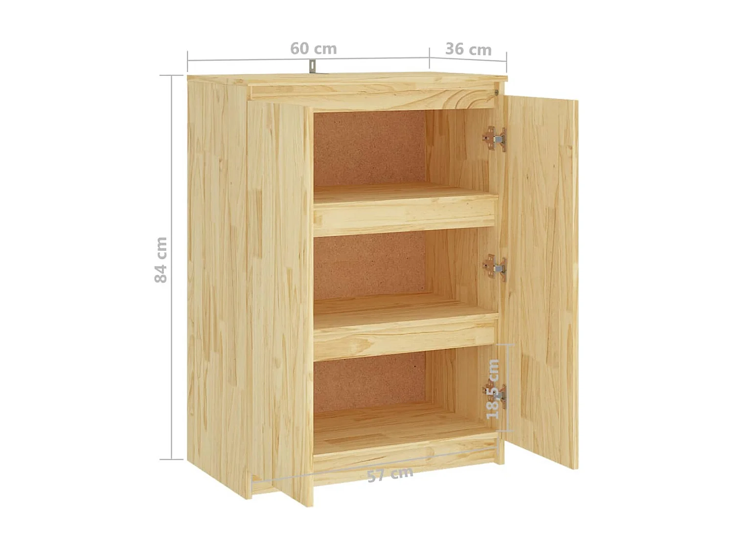 Aparador madera maciza de pino 60x36x84 cm