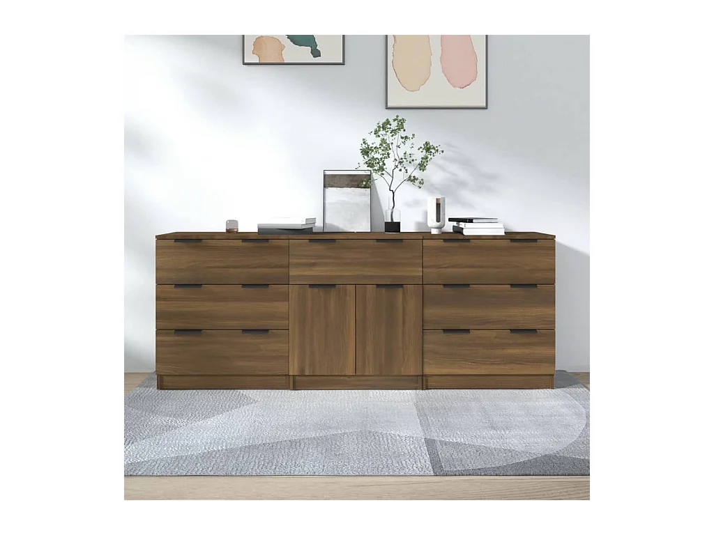 Buffets 3 pièces Chêne marron Bois d'ingénierie