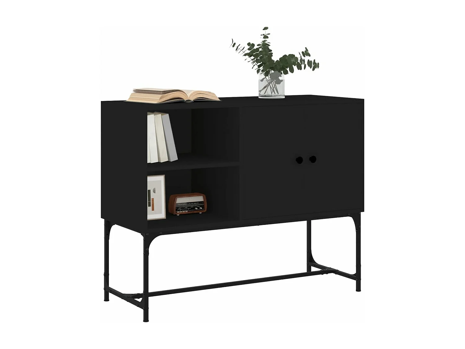 Buffet noir 100x40x79,5 cm bois d'ingénierie