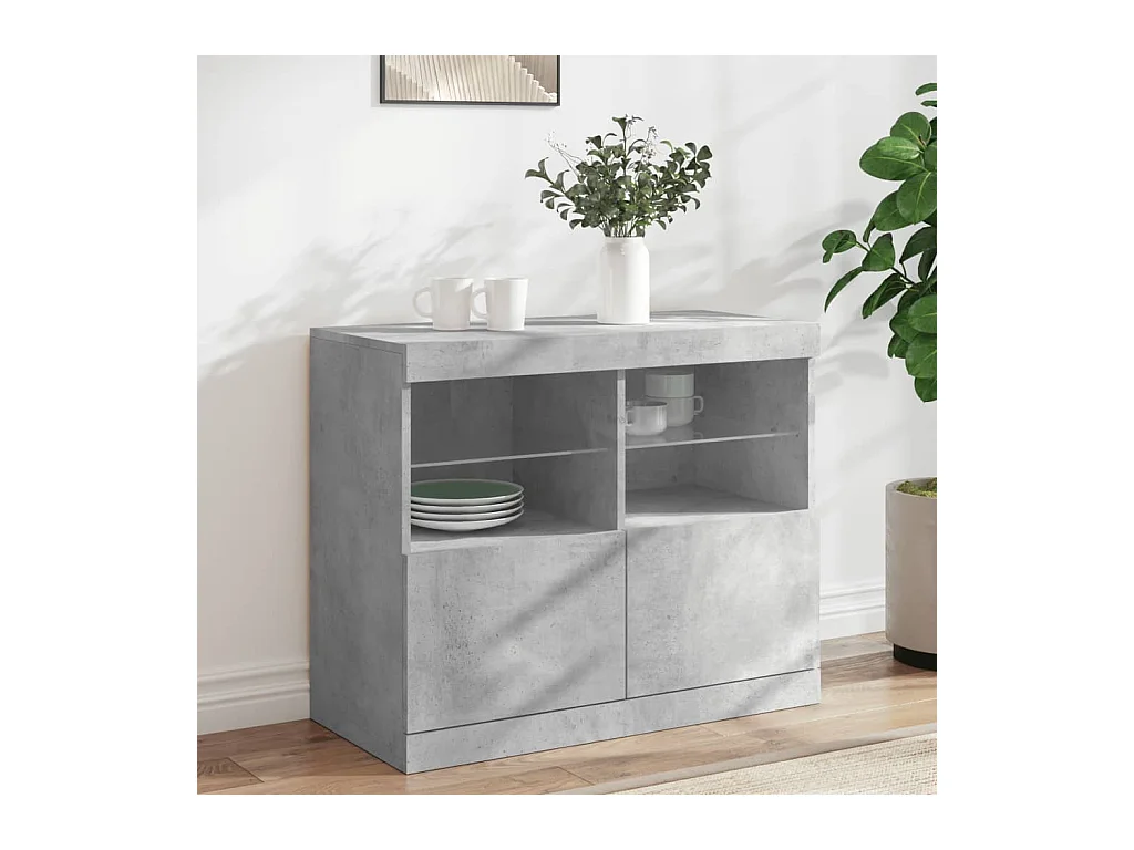 Buffet avec lumières LED gris béton 81x37x67 cm
