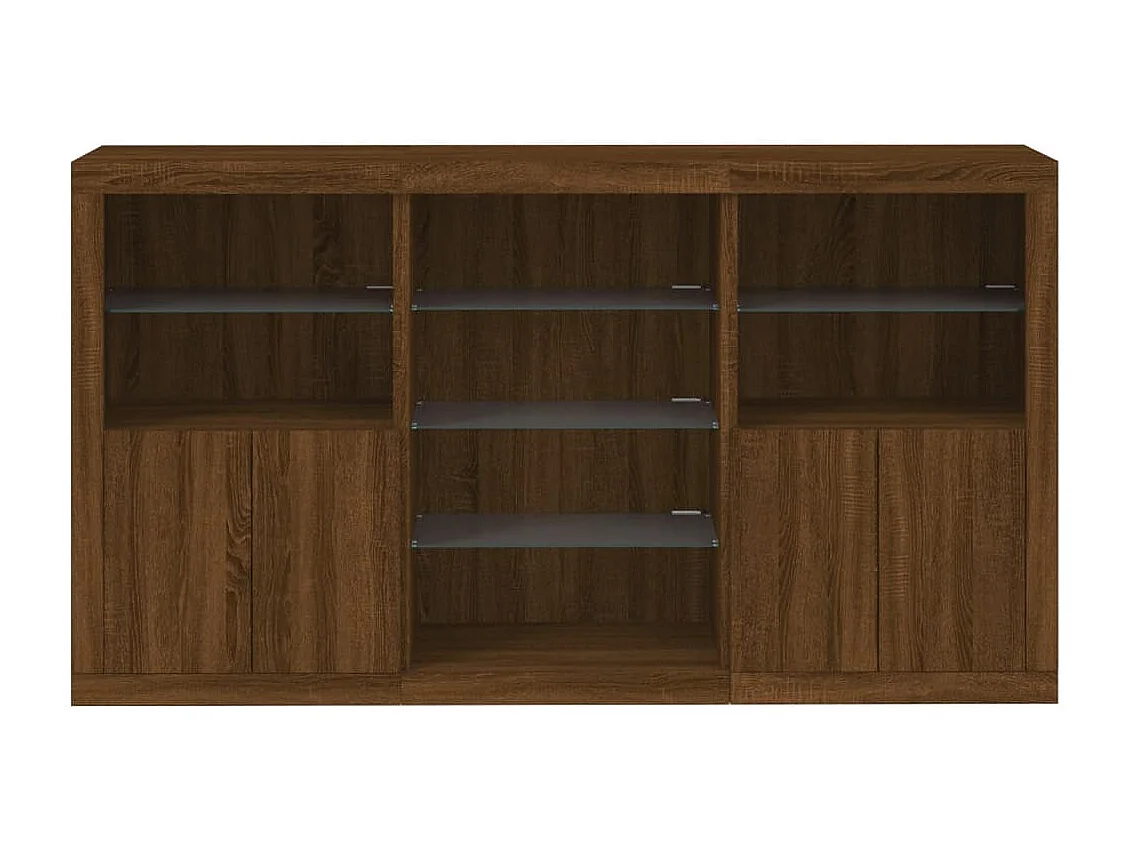 Buffet avec lumières LED chêne marron 181,5x37x100 cm